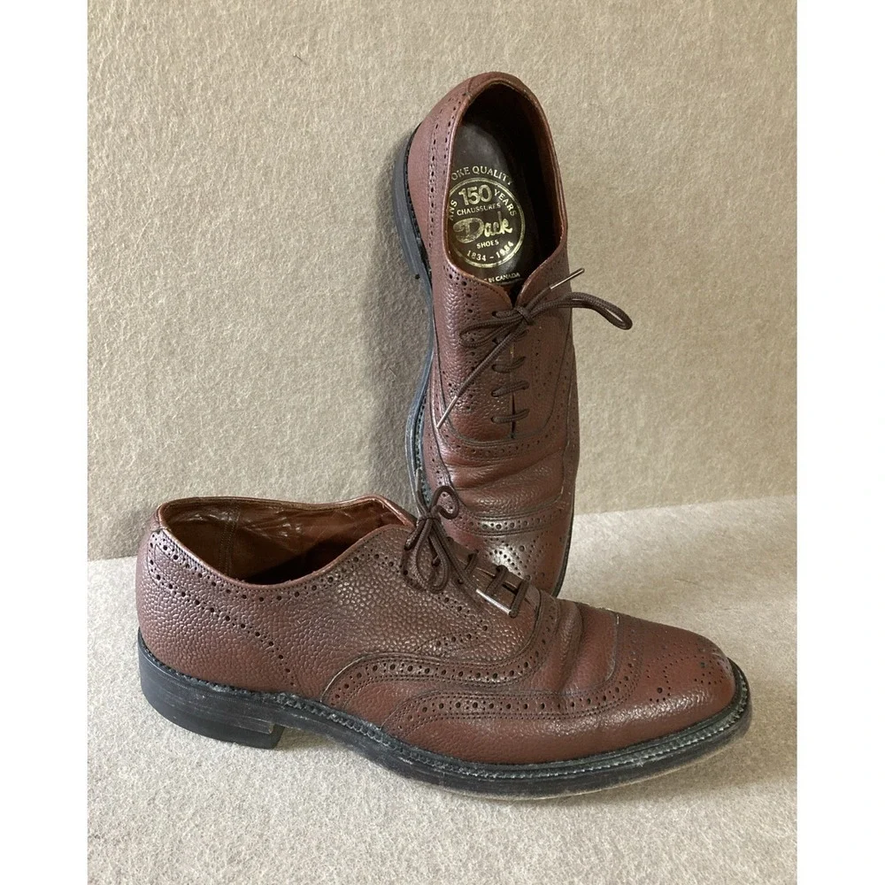 Dack Bespoke Grain Leather Wingtip Oxford Sz 9 Brown Derby Shoes‎ vtg